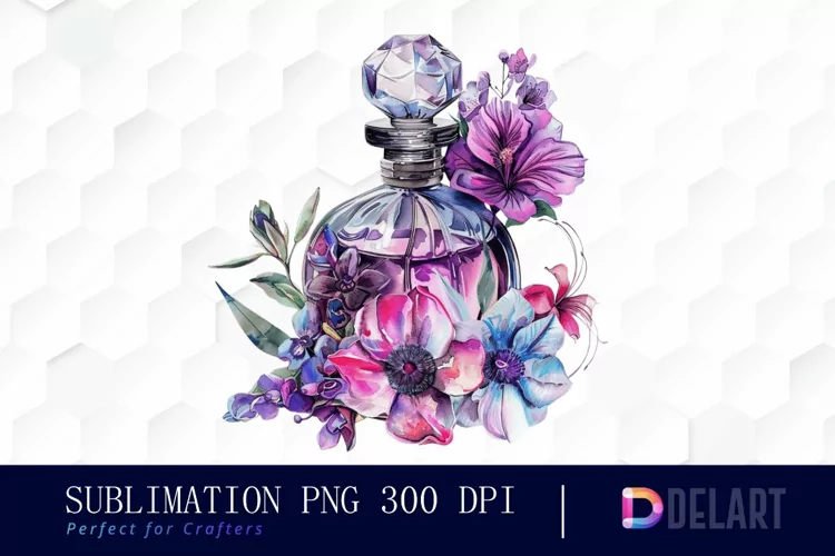 Flowers Perfume Bottle Watercolor Clipart