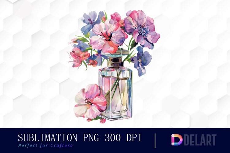 Flowers Perfume Bottle Illustration Clipart