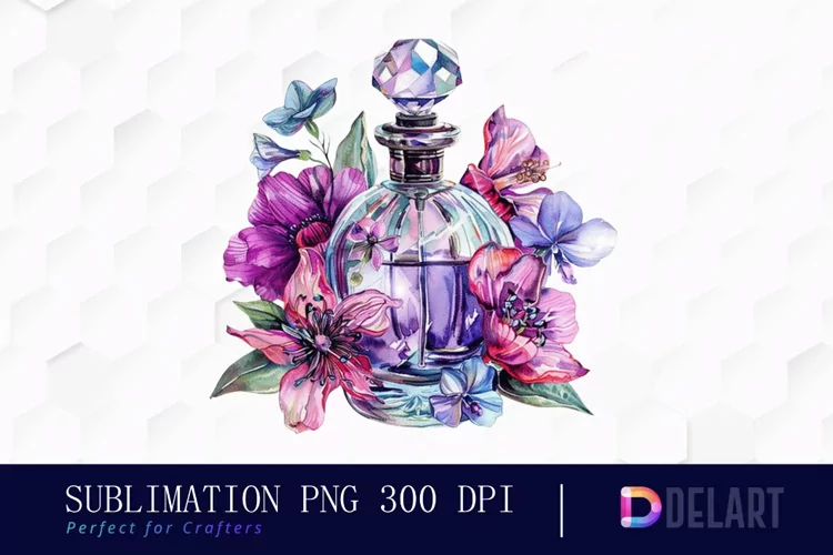 Flowers Perfume Bottle Watercolor Clipart