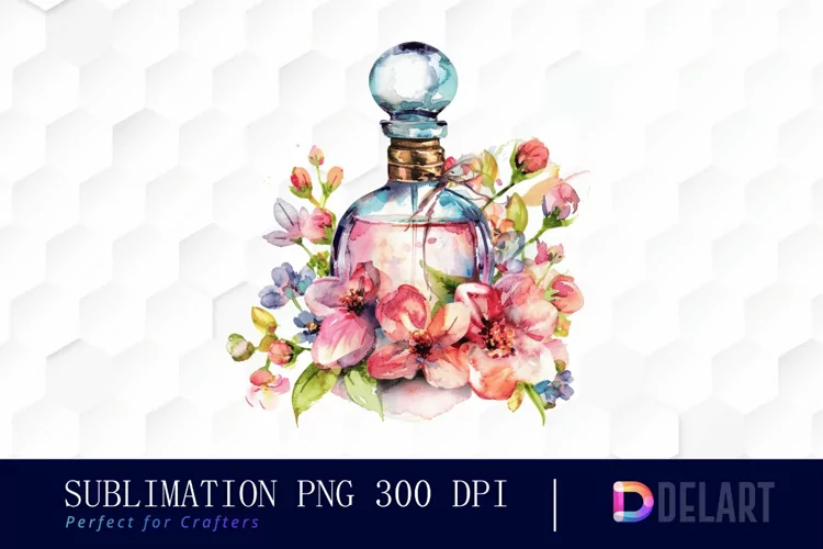 Flowers Perfume Bottle Illustration Clipart
