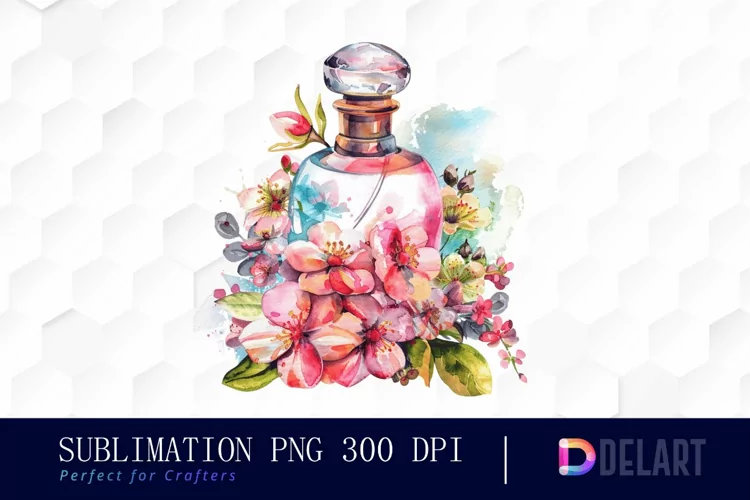Flowers Perfume Bottle Illustration Clipart
