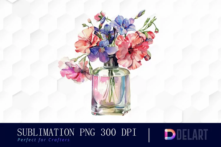 Flowers Perfume Bottle Graphics Clipart