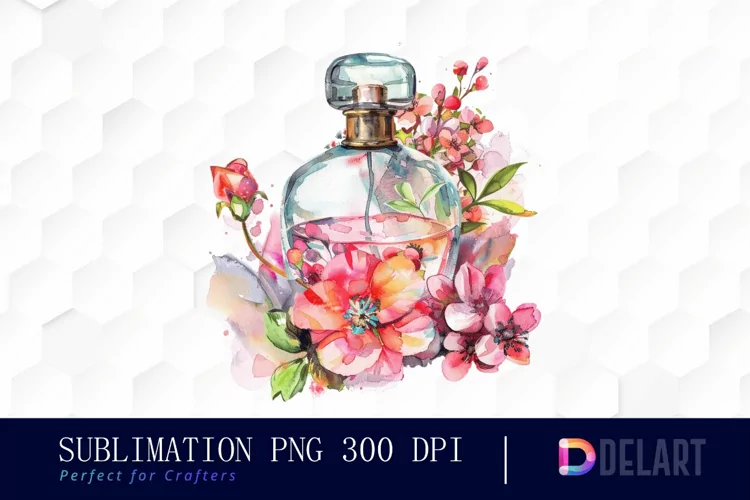 Flowers Perfume Bottle Graphics Clipart