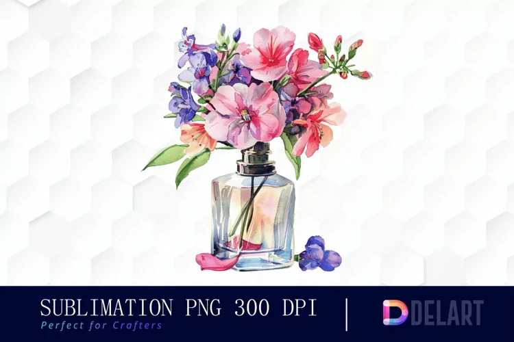 Flowers Perfume Bottle Illustration Clipart