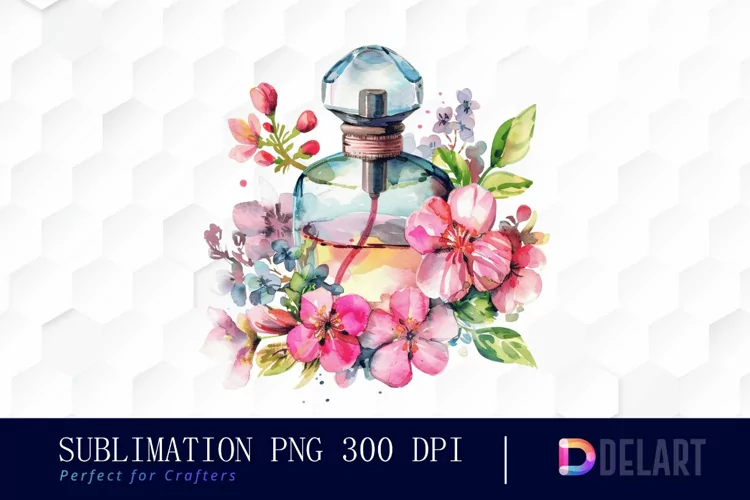 Flowers Perfume Bottle Watercolor Clipart