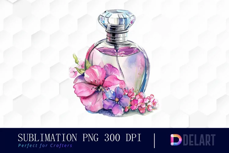 Flowers Perfume Bottle Watercolor Clipart