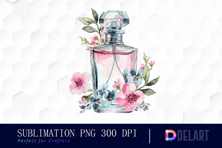 Flowers Perfume Bottle Watercolor Clipart