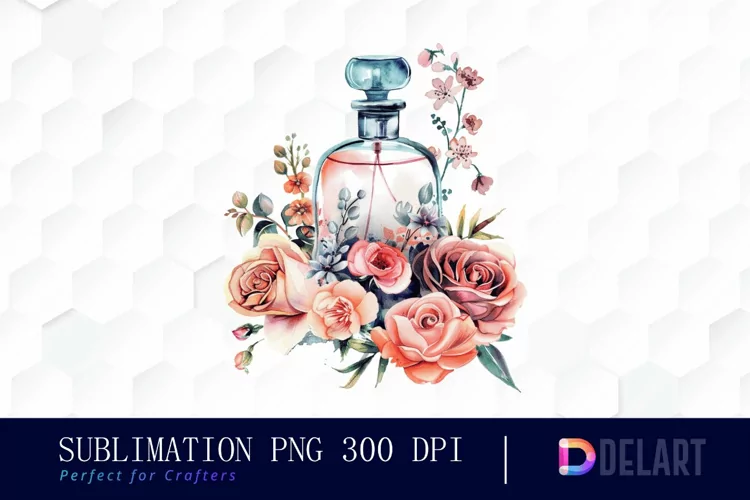 Flowers Perfume Bottle Illustration Clipart