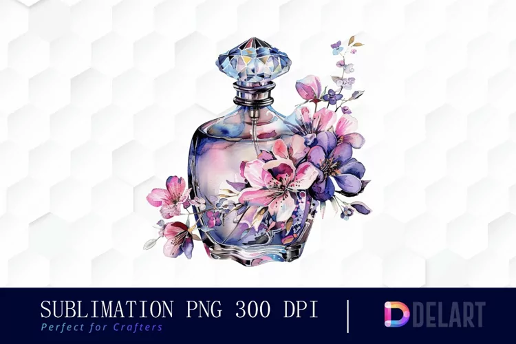 Flowers Perfume Bottle Sublimation PNG Clipart