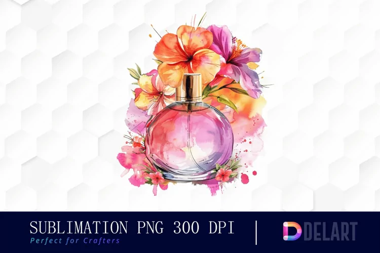 Flowers Perfume Bottle Watercolor Clipart