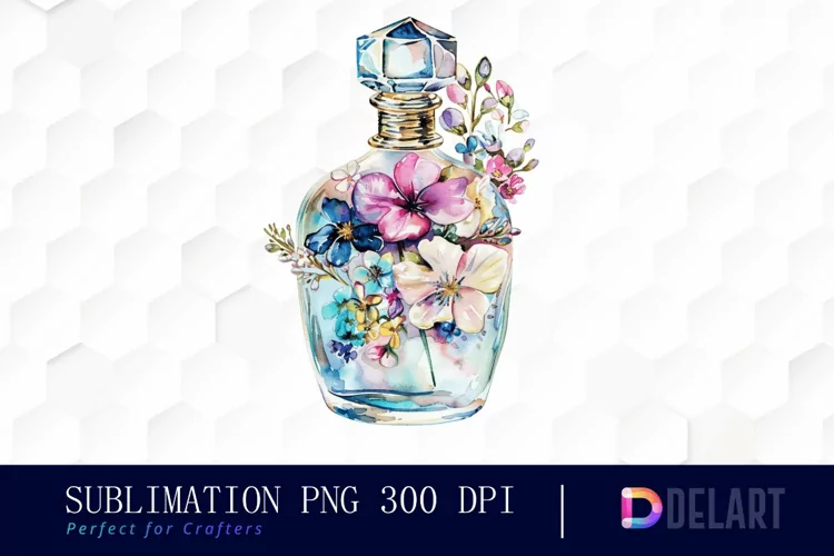 Flowers Perfume Bottle Illustration Clipart