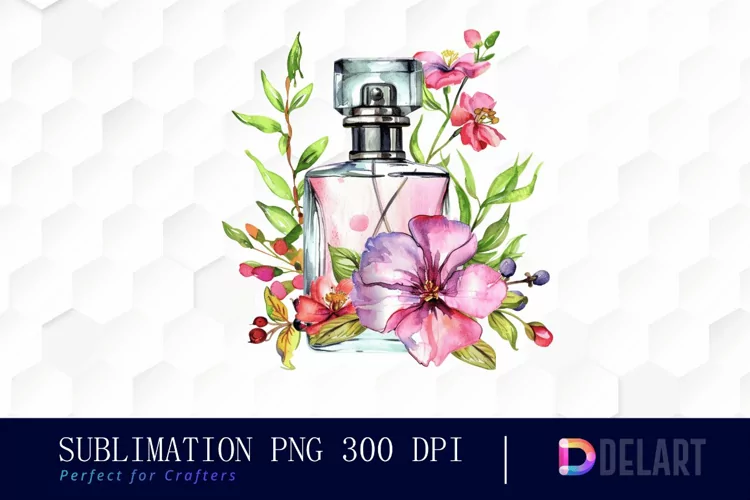 Flowers Perfume Bottle Watercolor Clipart