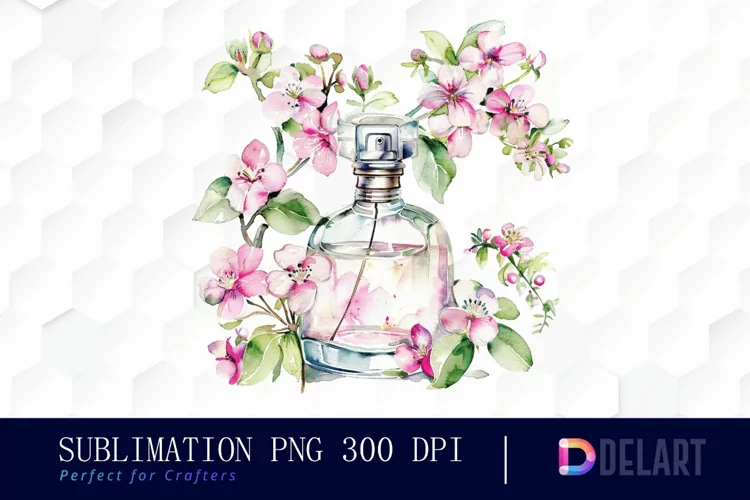 Flowers Perfume Bottle Watercolor Clipart