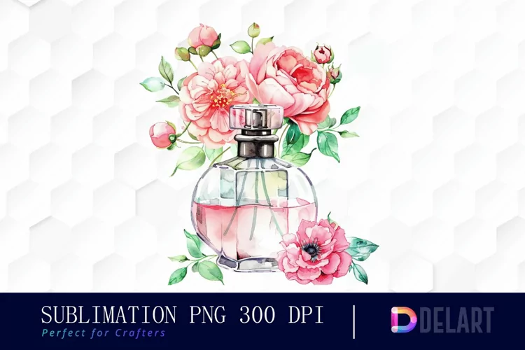 Flowers Perfume Bottle Illustration Clipart