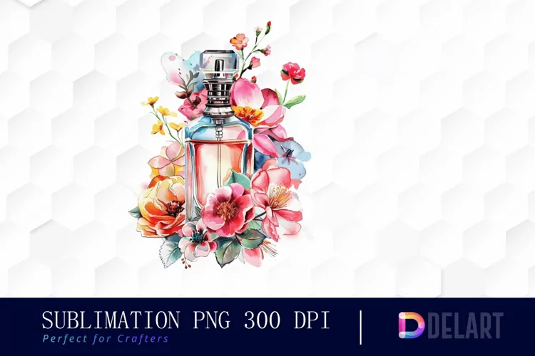 Flowers Perfume Bottle Illustration Clipart