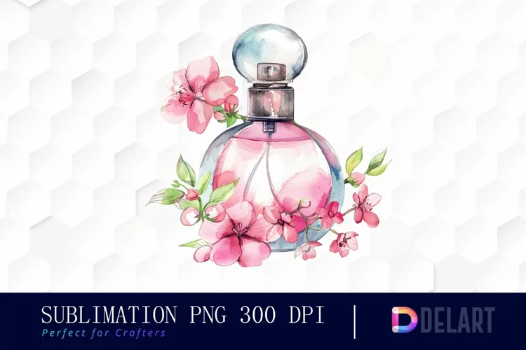 Flowers Perfume Bottle Sublimation PNG Clipart