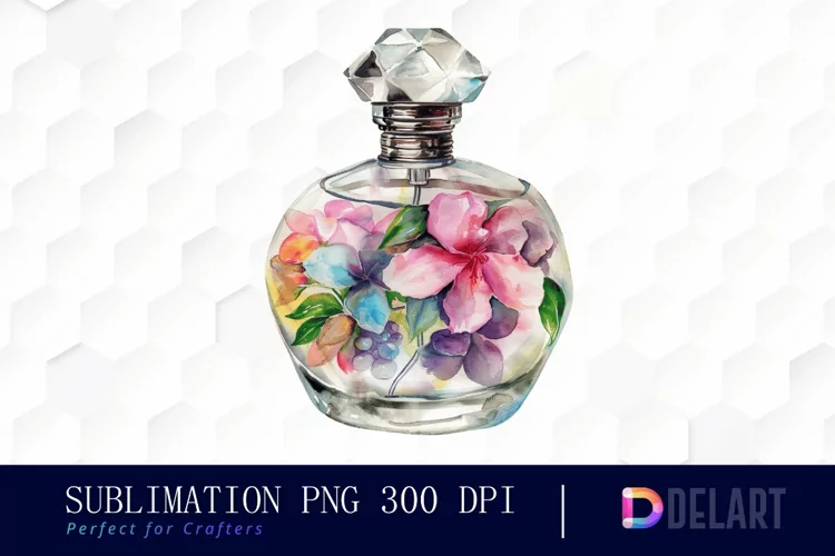 Flowers Perfume Bottle Watercolor Clipart