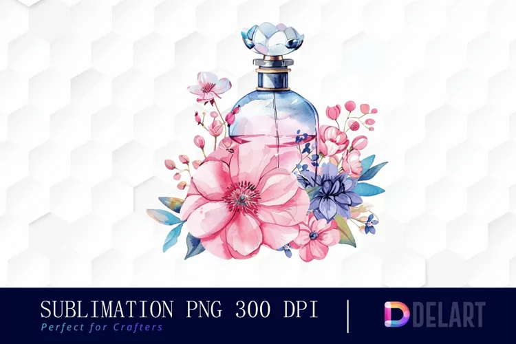 Flowers Perfume Bottle Illustration Clipart