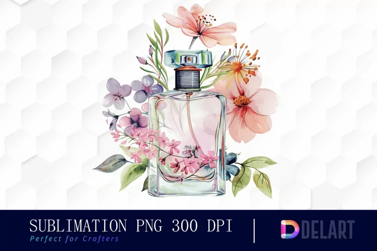 Flowers Perfume Bottle Illustration Clipart