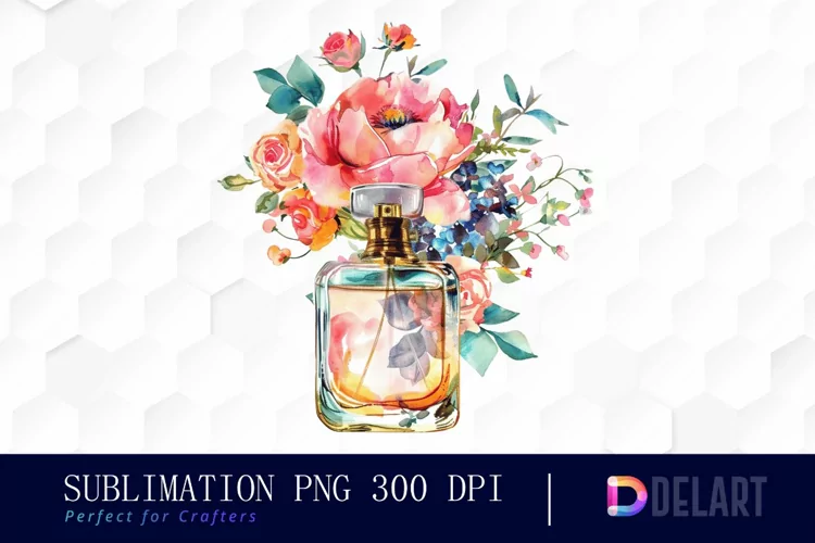 Flowers Perfume Bottle Illustration Clipart