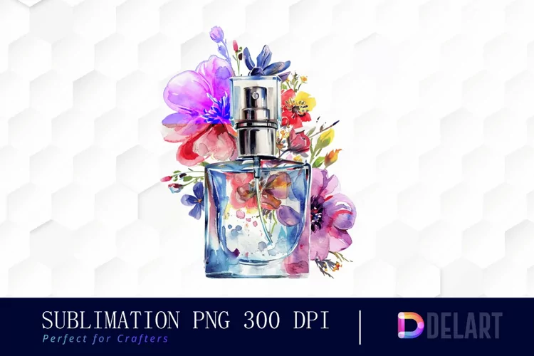 Flowers Perfume Bottle Illustration Clipart