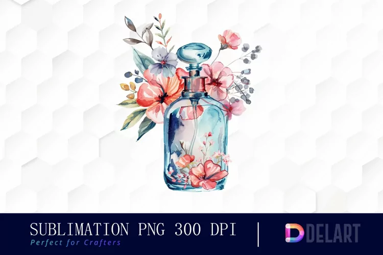 Flowers Perfume Bottle Watercolor Clipart