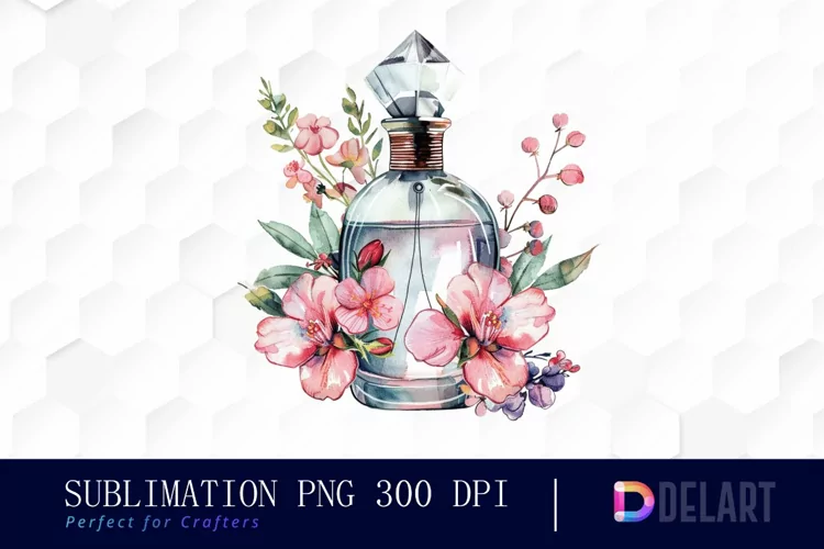 Flowers Perfume Bottle Illustration Clipart