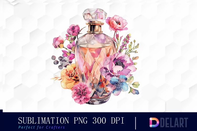 Flowers Perfume Bottle Watercolor Clipart