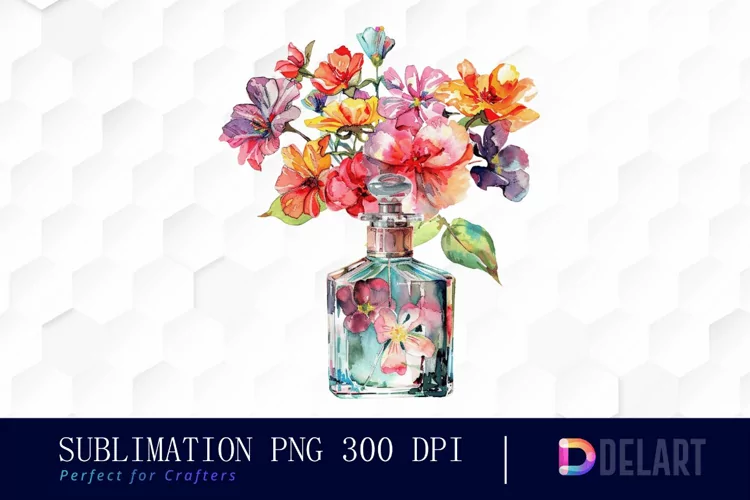Flowers Perfume Bottle Watercolor Clipart