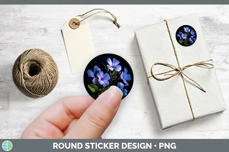 Flowers Periwinkle Stickers | Round Labels Designs