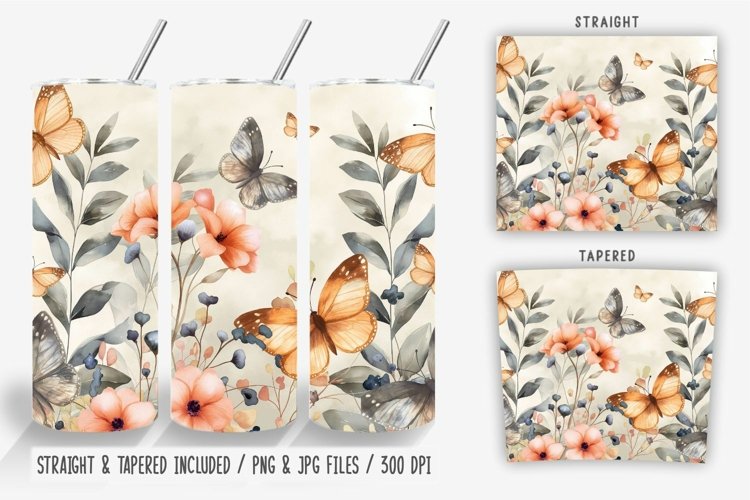 Flowers Plant Butterfly Tumbler Wrap