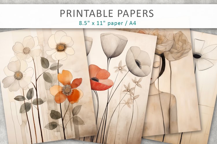 flowers illustration printable paper