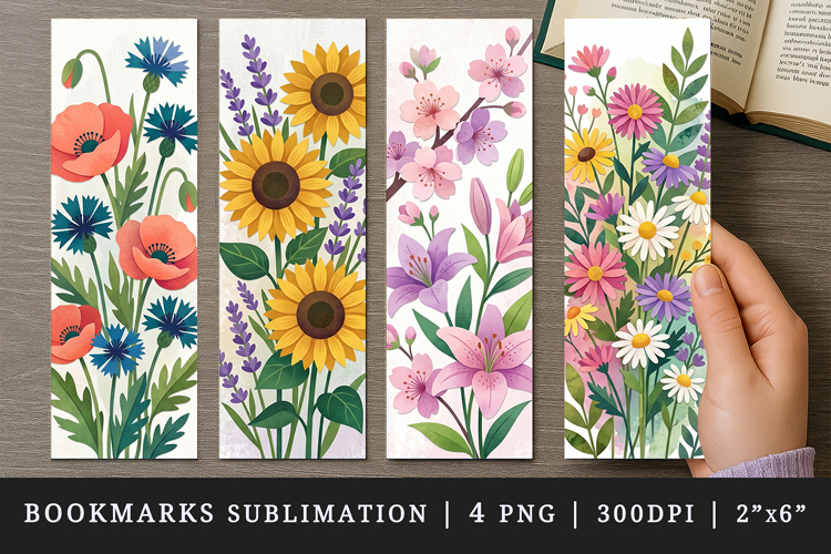 Flowers bookmarks printable sublimation bookmark design