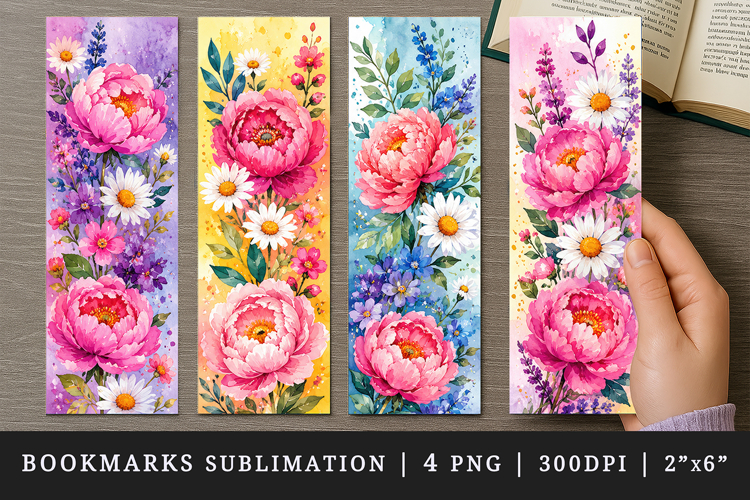 Flowers bookmarks printable sublimation bookmark design