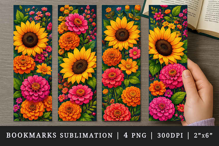 Flowers bookmarks printable sublimation bookmark design