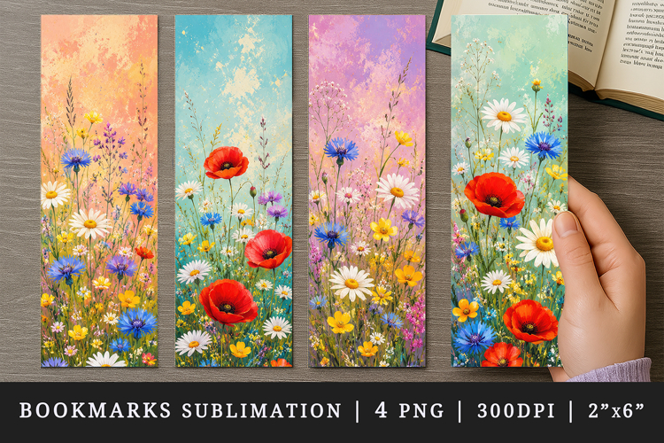 Flowers bookmarks printable sublimation bookmark design