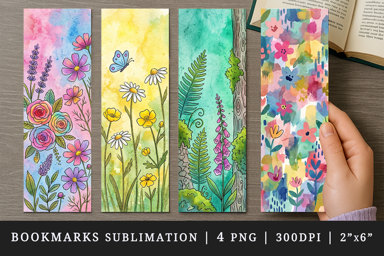 Flowers bookmarks printable sublimation bookmark design