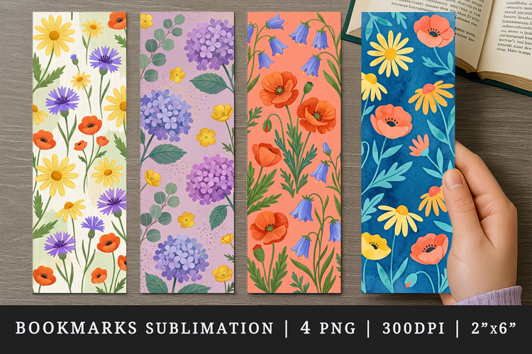 Flowers bookmarks printable sublimation bookmark design