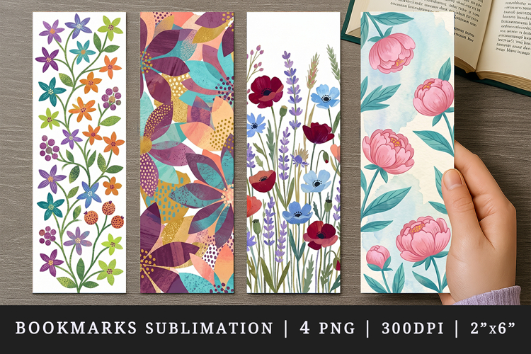 Flowers bookmarks printable sublimation bookmark design