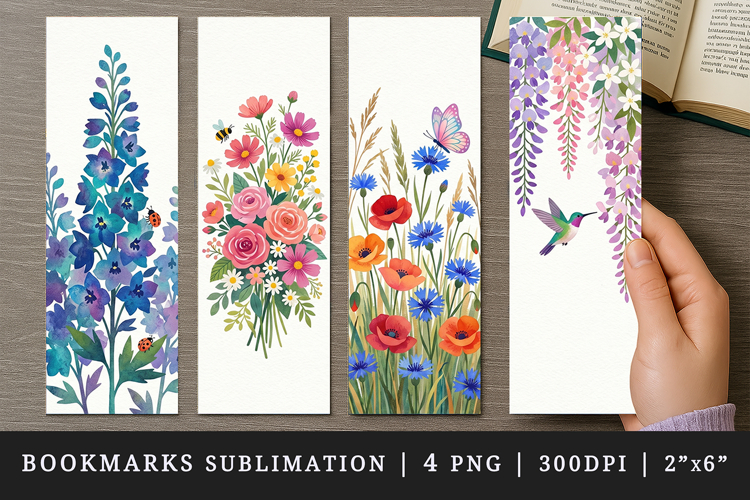 Flowers bookmarks printable sublimation bookmark design
