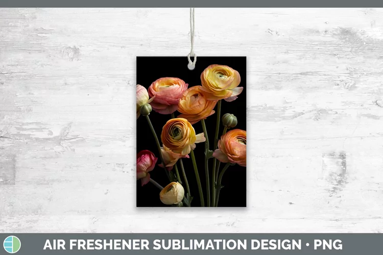 Flowers Ranunculus Air Freshener Sublimation Car Freshener D