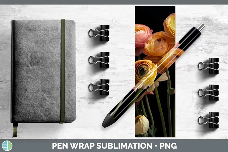 Flowers Ranunculus Pen Wrap Sublimation Epoxy Pen Designs