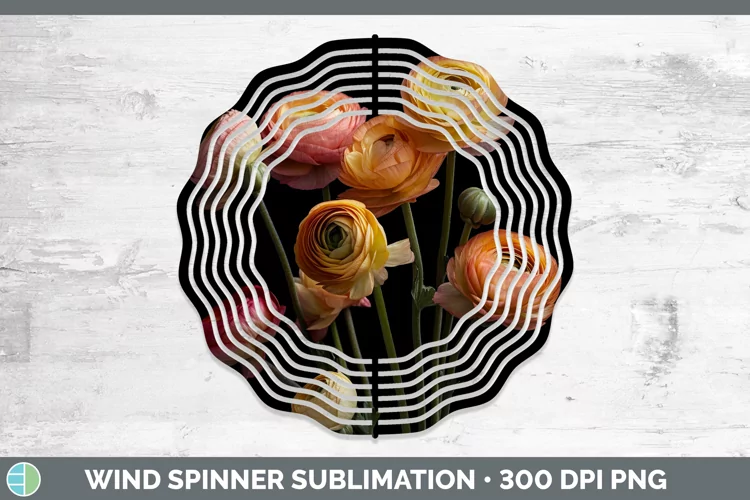 Flowers Ranunculus Wind Spinner Sublimation Spinner Designs