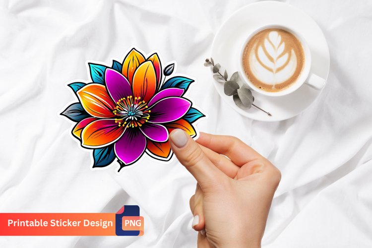Flowers Round Sticker, Botanical Round Sticker example image 1