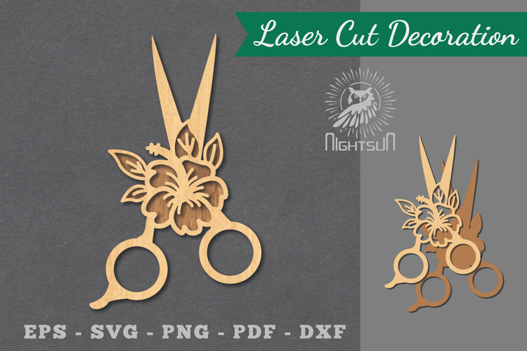 Flowers Scissors Laser Cut Decoration
