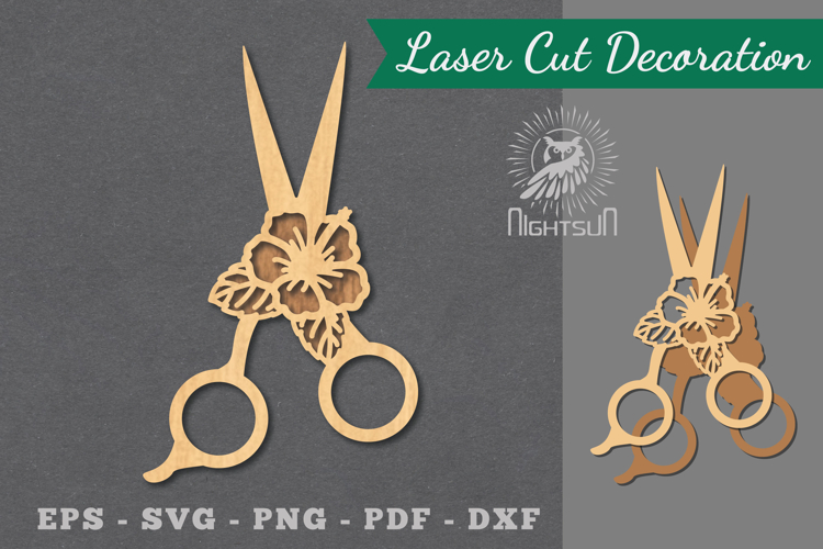Flowers Scissors Laser Cut Decoration