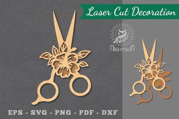 Flowers Scissors Laser Cut Decoration