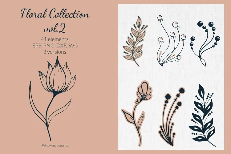 Floral SVG clipart, greenery SVG for wedding invitation