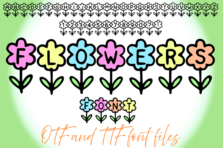 Flowers Simple Alphabet Lettering ABC Text Font Floral Type