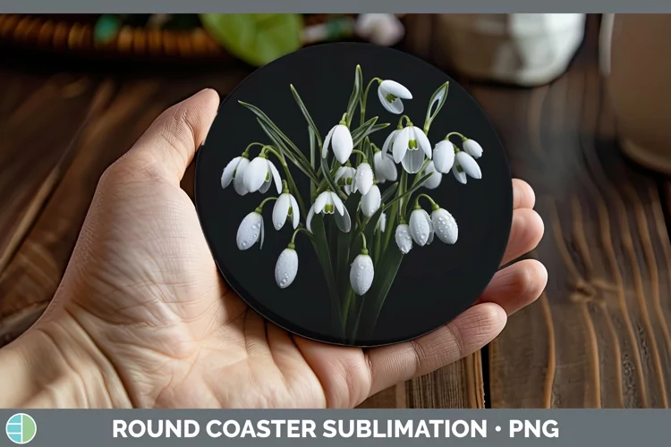 Flowers Snowdrop Round Coaster Sublimation Coaster Designs